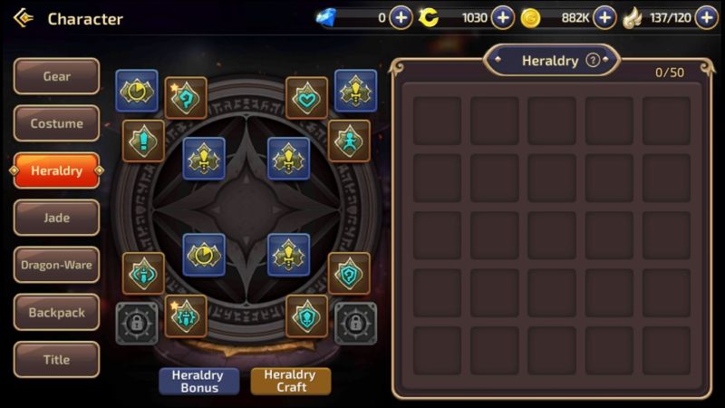 how to setup heraldries in dragon nest m