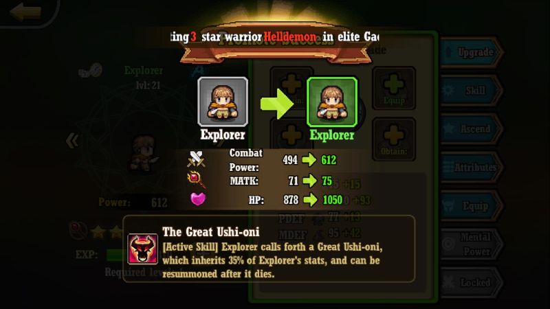 warrior saga warrior upgrade