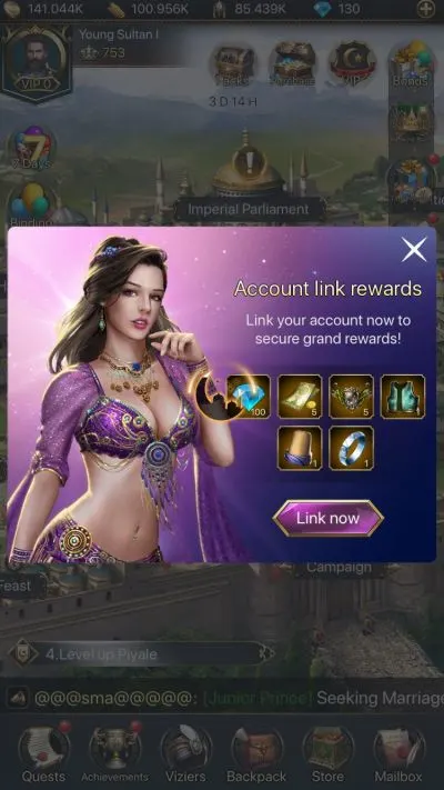 how to earn rewards in game of sultans