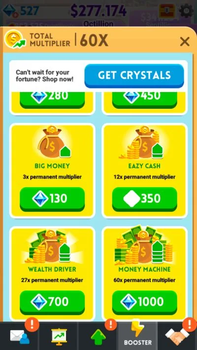 how to spend crystals in cash inc
