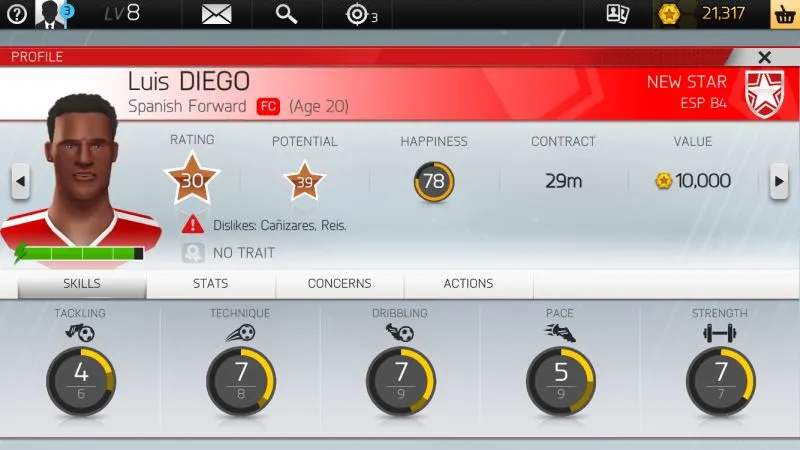 new star manager player profile