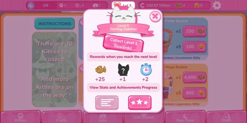 kitty catsanova level reward