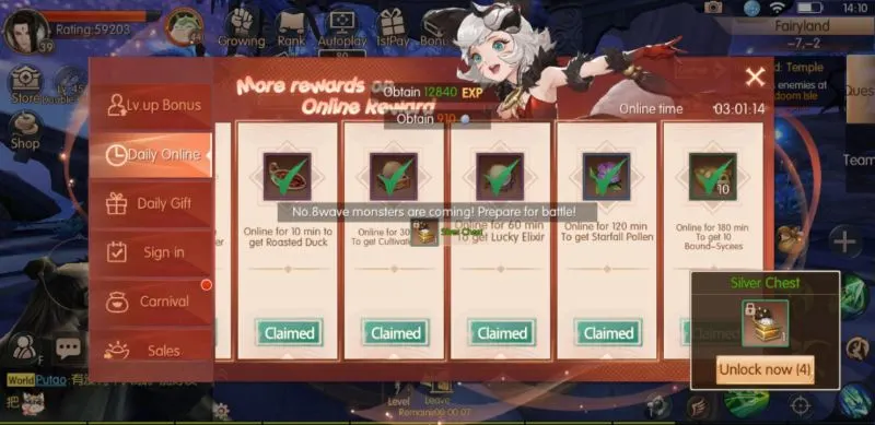 novoland the castle in the sky bonuses