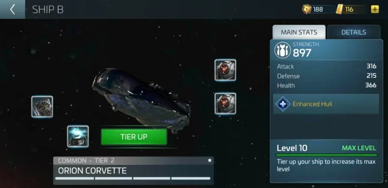 how to upgrade ships in star trek fleet command