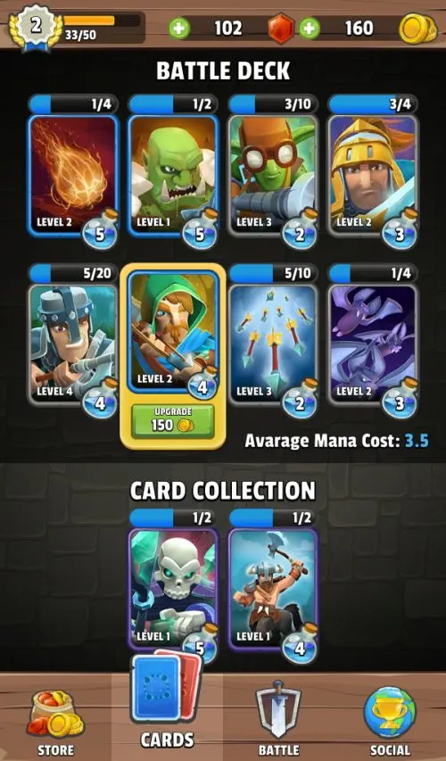 clash of wizards battle royale upgrading cards
