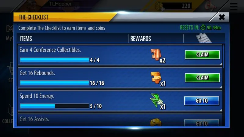 nba 2k mobile checklist