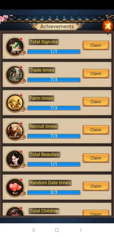 emperor and beauties achievements