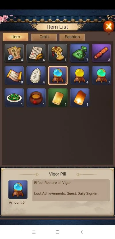 emperor and beauties inventory