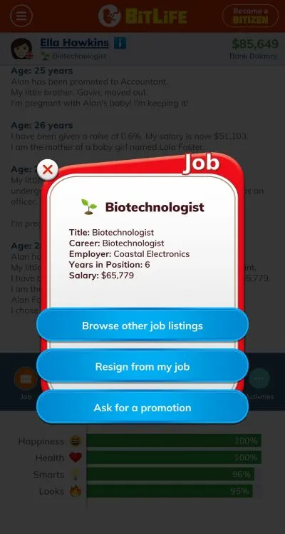 bitlife biotechnologist job