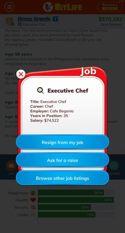 bitlife executive chef