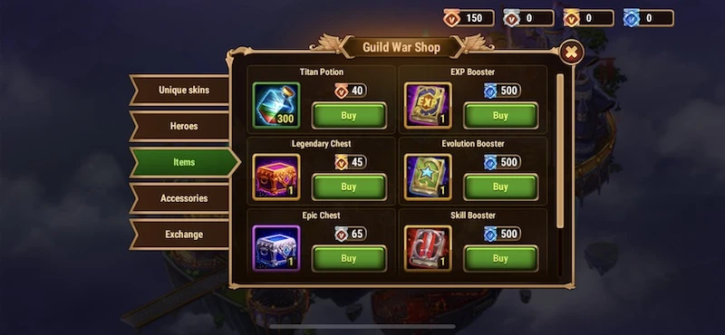 hero wars guild war shop