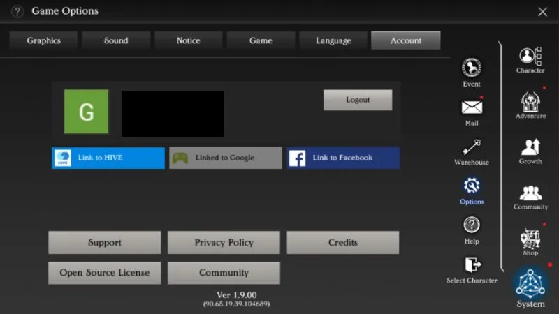 talion account settings