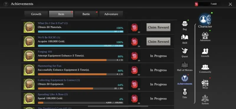 talion achievements