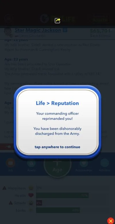 bitlife discharge from army