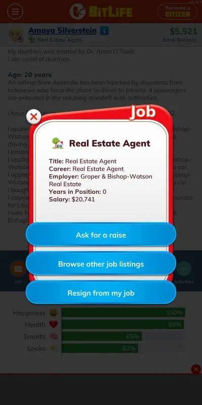bitlife real estate agent job