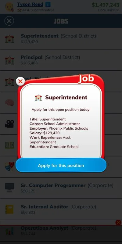 bitlife superintendent job