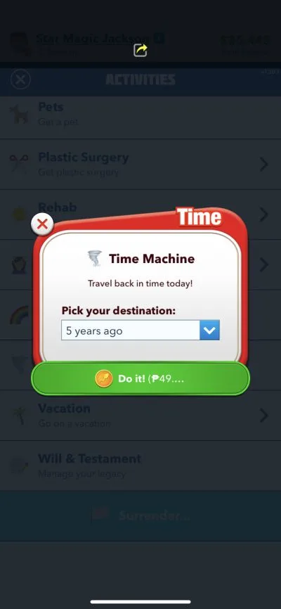 bitlife time machine