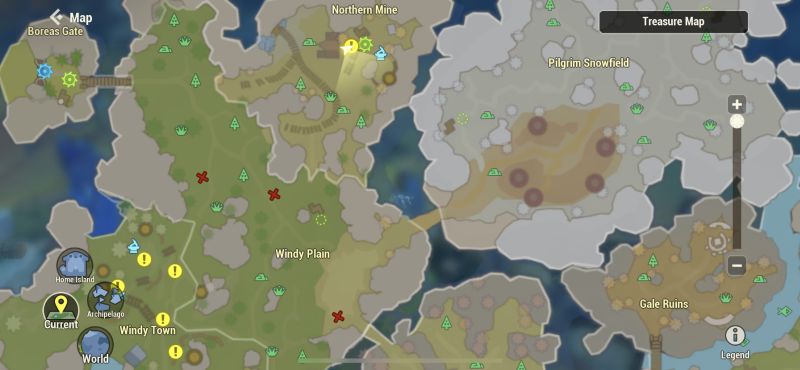 dawn of isles treasure map