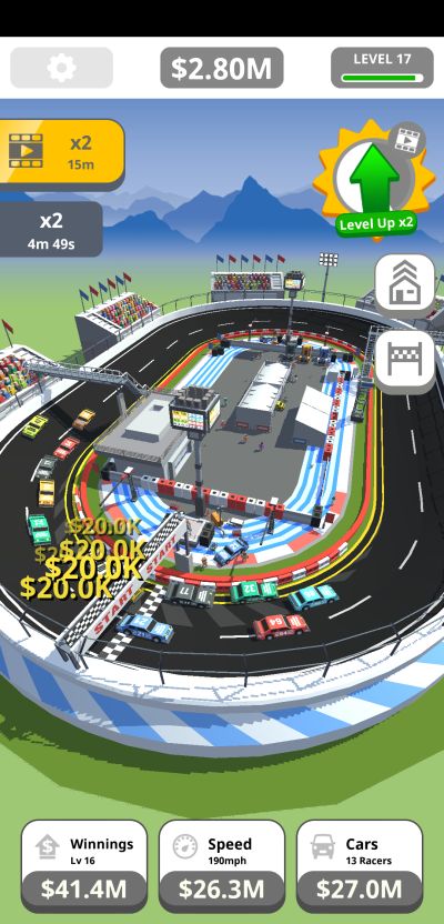 idle tap racing double earnings booster