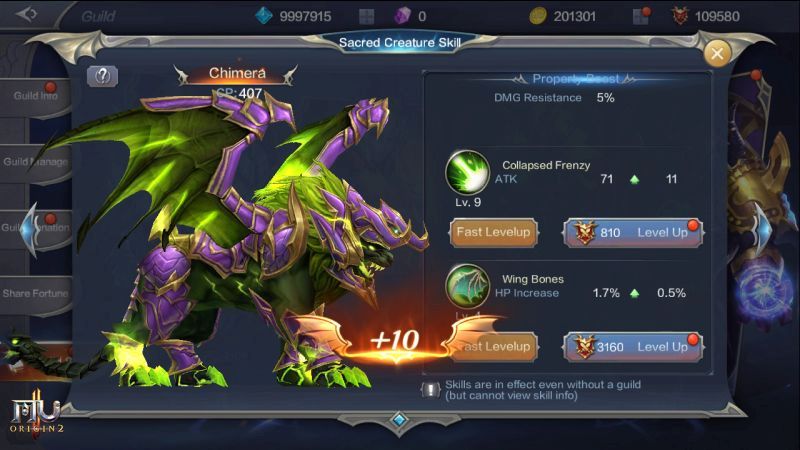 mu origin 2 sacred creature skill