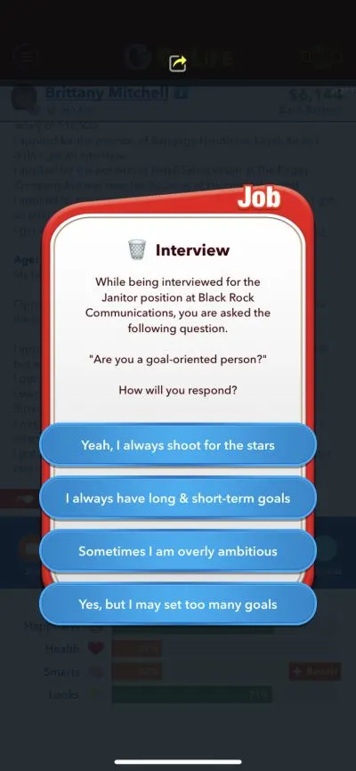 bitlife janitor interview