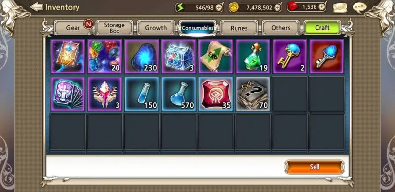 king's raid inventory