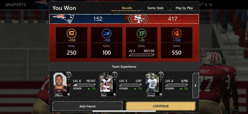 madden mobile 20 team experience