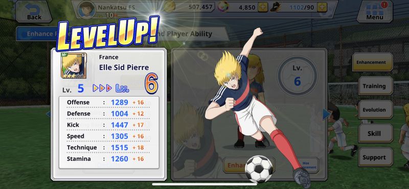 how to level up players in captain tsubasa zero miracle shot