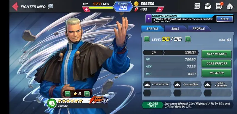 goenitz the king of fighters allstar