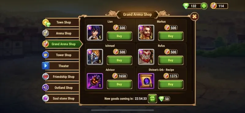 hero wars grand arena shop