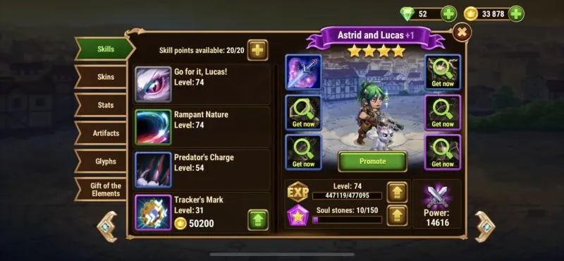 hero wars tower skill points