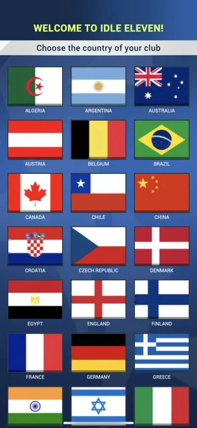 idle eleven country selection