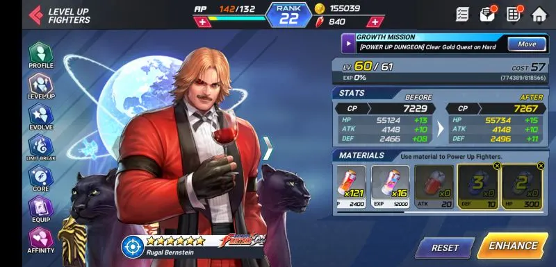 how to level up fighter in the king of fighters allstar