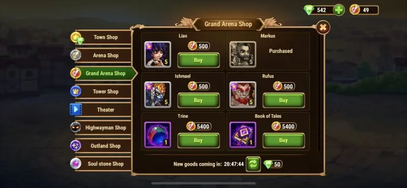 hero wars grand arena shop