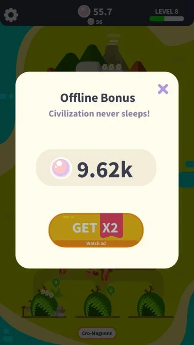 how to double the offline bonus in idle civilization