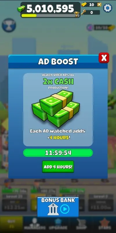 idle property manager tycoon ad booster