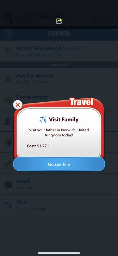 bitlife family visit