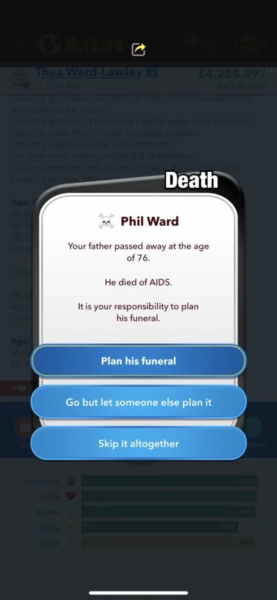 how to plan funeral in bitlife