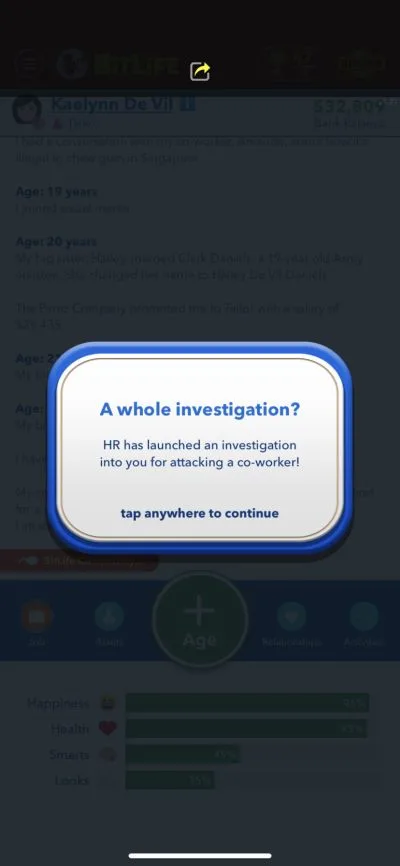 bitlife hr investigation