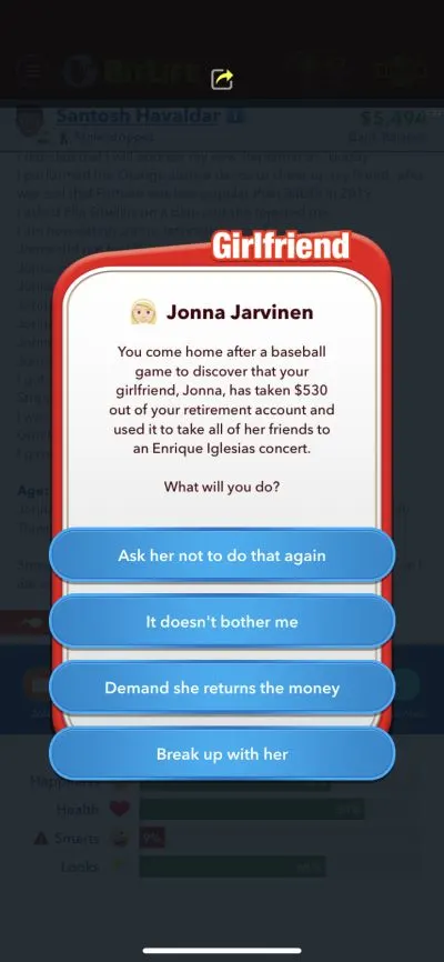 spouse stealing money in bitlife