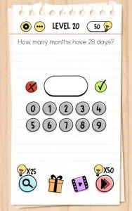 brain test level 20 answer