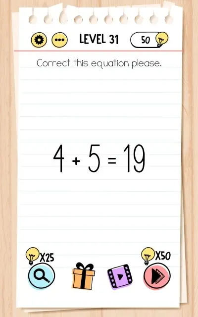 brain test level 31 answer