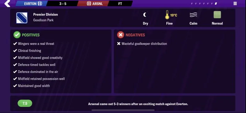 football manager 2020 mobile match report