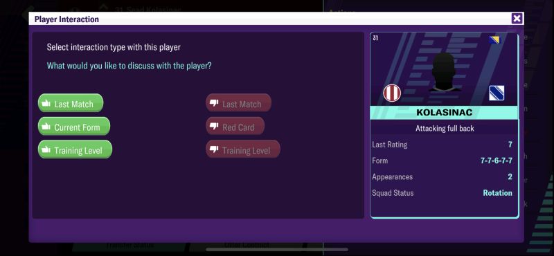 football manager 2020 mobile player interaction