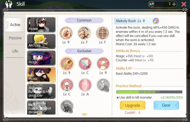 how to upgrade active skills in mabinogi fantasy life