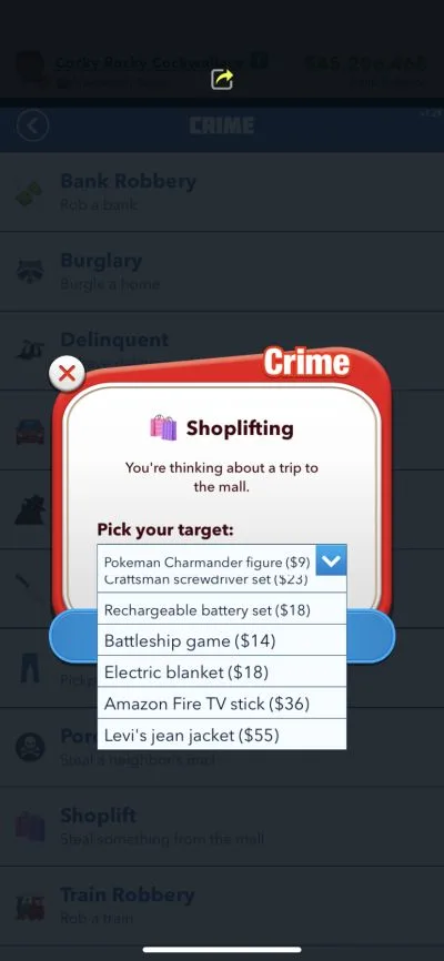 bitlife shoplifting