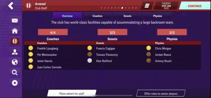 football manager 2020 mobile staff