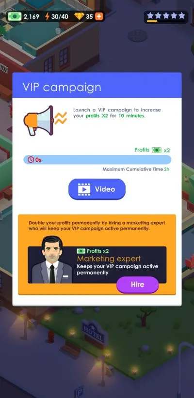 how to activate the vip campaign in hotel empire tycoon