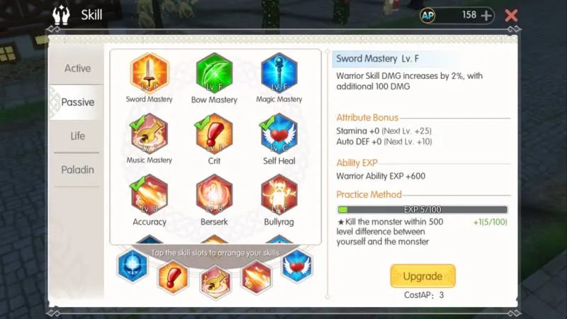 mabinogi fantasy life passive skills setup