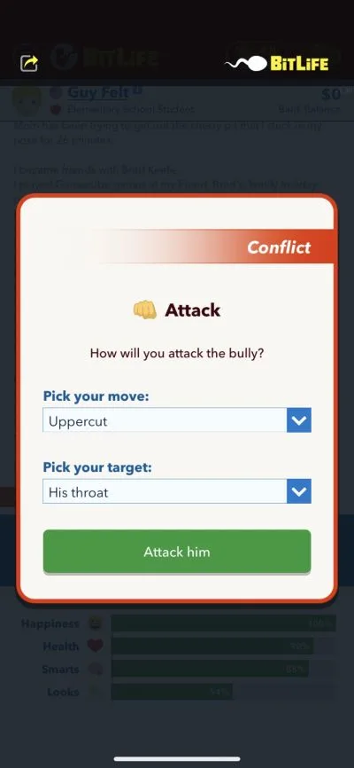 how to attack a bully in bitlife